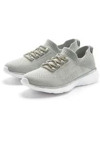 Sneaker Lascana, Damen, Gr. 43, grau (hellgrau), Obermaterial: 100% Textilmaterial. Decksohle: 100% Textilmaterial. Futter: 100% Textilmaterial. Laufsohle: 100% Synthetik, Glitzer, unifarben, Basic, Schuhe Sneaker, mit modischer Glitzerschn&uuml;rung VEGAN