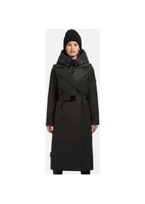 Trenchcoat Khujo "Elena-YM", Damen, Gr. S (36), grau, Obermaterial: 100% Polyester; Futter: 100% Nylon; Wattierung: 100% Polyester, tailliert ca. Mitte Wade, hoch geschlossener Ausschnitt, &Auml;rmel ohne &Auml;rmelschlitz abgesteppte Kante mit Kn&ouml;pfen,verstellbar, M&auml;ntel, Warmer Wintermantel mit doppelter Knopfleiste