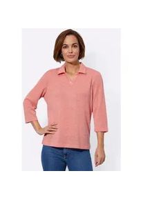 Poloshirt Classic Basics "Poloshirt", Damen, Gr. 50, rosa (flamingo, meliert), 75% Polyester, 25% Viskose, meliert, Shirts