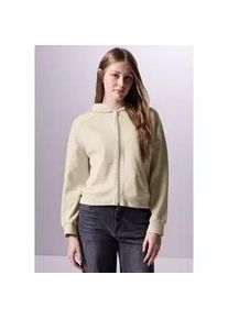 Cardigan STREET ONE STUDIO, Damen, Gr. 44, beige (almond wei&szlig;), Web, 65% Baumwolle, 30% Polyester, 5% Elasthan, unifarben, normal normal, ohne Ausschnitt, B&uuml;ndchen, Strickjacken, aus Baumwolle mit Stretchanteil