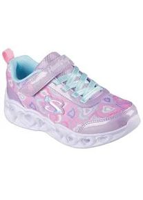 Sneaker Skechers "HEART LIGHTS", Damen, Gr. 30, bunt (lavendel, multi), Synthetik, Textil, Glitzer, kontrastfarbene Details, Schuhe Sneaker, Blinkschuh mit Herz-Laufsohle, Gr&ouml;&szlig;enschablone zum Download