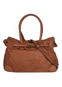 Shopper Samantha Look, Damen, Gr. B/H/T: 35cm x 25cm x 16cm onesize, braun (cognac), Leder, unifarben, Taschen Shopper, echt Leder, Made in Italy
