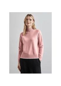 Strickpullover Street One, Damen, Gr. 42, rosa (petal rose meliert), Stoff, 30% Polyester, 29% Polyacryl, 21% Viskose, 20% Nylon, unifarben, normal normal, V-Ausschnitt, B&uuml;ndchen, Pullover Strickpullover, mit Materialmix