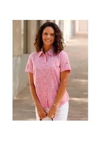 Hemdbluse Casual Looks, Damen, Gr. 46, rot (rot, gestreift), 100% Baumwolle, gemustert, mehrfarbig, Blusen Hemdbluse