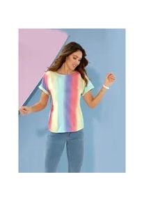 Schlupfbluse Classic Basics, Damen, Gr. 38, bunt (lavendel, zitrone, bedruckt), 100% Polyester, bedruckt, gemustert, mehrfarbig, Rundhals, Blusen Schlupfbluse