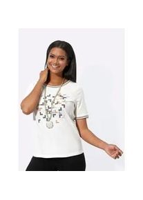 Kurzarmshirt Inspirationen "Rundhals-Shirt", Damen, Gr. 44, beige (ecru, bedruckt), 50% Baumwolle, 50% Modal, bedruckt, gemustert, mehrfarbig, Rundhals, Shirts