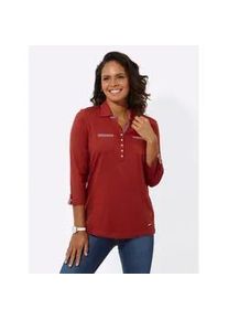 Poloshirt Casual Looks "Poloshirt", Damen, Gr. 42, rot (kirsche), 50% Baumwolle, 50% Modal, unifarben, Shirts
