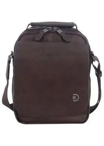 Schultertasche DISCOVERY "Heritage", Damen, Gr. B/H/T: 19cm x 24cm x 24cm, braun, Polyurethan (PU), Taschen Schultertasche, mit metallischem Logo