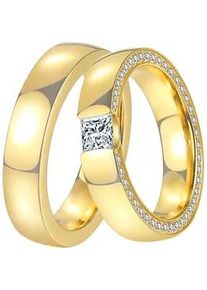 Trauring DOOSTI "Schmuck Geschenk Edelstahl Trauring Ehering Partnerring LIEBE" Gr. 54, gold (gelbgoldfarben), Fingerringe, Damen, 54, ohne Zirkonia, Edelstahl, 5mm, Trauring, wahlweise mit oder ohne Zirkonia