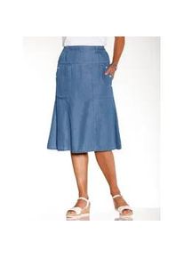 Jeansrock Classic Basics, Damen, Gr. 46, blau (blau, bleached), 100% Baumwolle, unifarben, knielang, R&ouml;cke Jeansrock