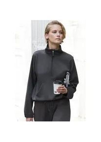 Langarmshirt Copenhagen Studios, Damen, Gr. 40/42, grau (dunkelgrau), Sweatware, Obermaterial: 54% Modal, 40% Polyester, 6% Elasthan, unifarben, bequem h&uuml;ftlang, ohne Ausschnitt, elastischer Bund, Shirts Langarmshirt, aus hochwertigem Material mit Stehkragen und Rei&szlig;verschluss