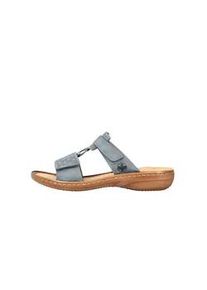 Pantolette Rieker, Damen, Gr. 40, blau (hellblau), Lederimitat, Schuhe Pantolette