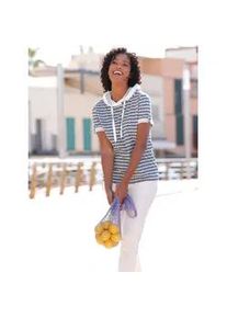 Kapuzenshirt Casual Looks "Kapuzen-Shirt", Damen, Gr. 52, bunt (marine, ecru, geringelt), 100% Baumwolle, gemustert, gestreift, mehrfarbig, Shirts Kapuzenshirt