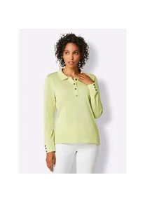 Polokragenpullover CREATION L PREMIUM "Baumwoll-Pullover", Damen, Gr. 46, gr&uuml;n (pistazie), 97% Baumwolle, 2% Polyamid, 1% Polyester, unifarben, Pullover