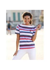 Kurzarmshirt Casual Looks "Ringelshirt", Damen, Gr. 50, bunt (marine, erdbeere, geringelt), 100% Baumwolle, bedruckt, gemustert, gestreift, mehrfarbig, U-Boot-Ausschnitt, Shirts