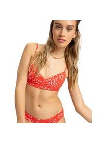 Bandeau-Bikini-Top Roxy "Pt Beach Classics", Damen, Gr. XS, Cup B, poppy rot dancing ditsy swim, Obermaterial: 85% Microfaser, 15% Elasthan;, Bikini-Oberteile