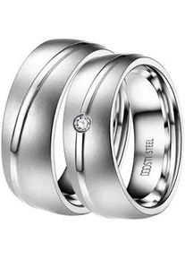Trauring DOOSTI "Schmuck Geschenk Edelstahl Trauring Ehering Partnerring LIEBE" Gr. 56, silber (edelstahlfarben), Fingerringe, Damen, 56, ohne Zirkonia, Edelstahl, 7mm, Trauring, Made in Germany - wahlweise mit oder ohne Zirkonia