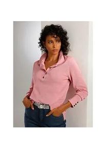 Polokragenpullover CREATION L PREMIUM "Baumwoll-Pullover", Damen, Gr. 50, rosa (rosenquarz), 97% Baumwolle, 2% Polyamid, 1% Polyester, unifarben, Pullover