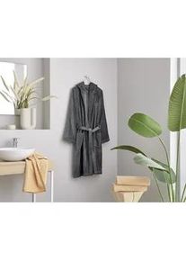 Unisex-Bademantel Kleine Wolke "Chill, ideal f&uuml;r Sauna & Spa, Hotelbademantel, Morgenmantel" Gr. S, grau (anthrazit), L:115cm, Baumwolle, Hausm&auml;ntel, f&uuml;r Damen & Herren, Uni Farben, zwei Taschen, S/M, L/XL