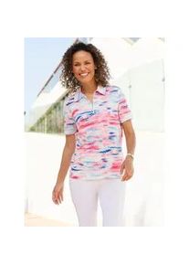 Poloshirt Casual Looks "Poloshirt", Damen, Gr. 52, bunt (fuchsia, jeansblau, bedruckt), 50% Baumwolle, 50% Modal, bedruckt, gemustert, mehrfarbig, ohne Ausschnitt, Shirts