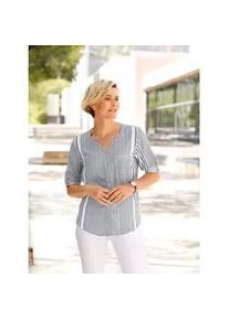 Hemdbluse Casual Looks, Damen, Gr. 36, blau (marine, wei&szlig;, gestreift), 100% Viskose, gemustert, gestreift, mehrfarbig, Rundhals, Blusen Hemdbluse