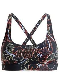 Bandeau-Bikini-Top Roxy "Roxy Active", Damen, Gr. XS, Cup B, grau (anthrazit athletic hibiscus), Obermaterial: 75% Nylon, 25% Elasthan;, Bikini-Oberteile