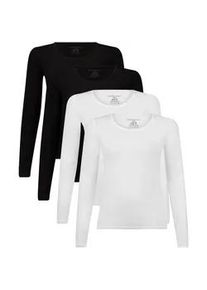 Unterhemd Bamboo basics "Longsleeve LARA 4er Pack", Damen, Gr. S, N-Gr, schwarz (schwarz, wei&szlig;), Obermaterial: 68% Viskose CV. 28% Baumwolle CO. 4% Elasthan EL., Unterhemden Unterhemd