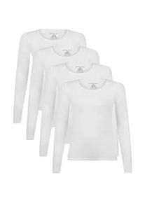 Unterhemd Bamboo basics "Longsleeve LARA 4er Pack", Damen, Gr. M, N-Gr, wei&szlig;, Obermaterial: 68% Viskose CV. 28% Baumwolle CO. 4% Elasthan EL., Unterhemden Unterhemd