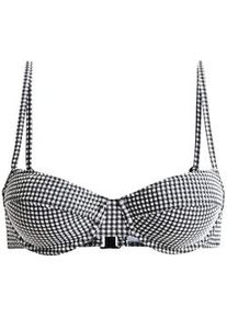 Bade-Shirt Roxy "Gingham", Damen, Gr. XS, Cup B, grau (anthrazit), Obermaterial: 62% Microfaser, 33% Nylon, 5% Elasthan;, Bikini-Oberteile