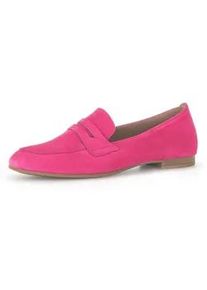 Loafer Gabor, Damen, Gr. 43, pink (pink, velours), Ziegenveloursleder, Schuhe Loafer, Slipper, Business Schuh mit Zierriegel und Blockabsatz