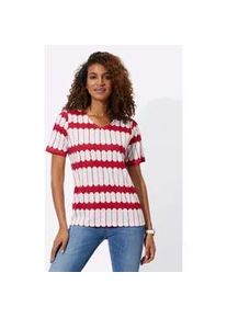 Kurzarmshirt Casual Looks "Shirt", Damen, Gr. 38, rot (rot, ecru, bedruckt), 50% Baumwolle, 50% Modal, gemustert, mehrfarbig, V-Ausschnitt, Shirts