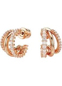 Paar Creolen Swarovski "Schmuck Geschenk Hyperbola Ohrringe", rosa (ros&eacute;goldfarben, kristallwei&szlig;, kristallwei&szlig;), Ohrringe, Damen, Metall, mit Swarovski Kristall