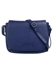 Umh&auml;ngetasche Bruno Banani, Damen, Gr. B/H/T: 28cm x 22cm x 9cm onesize, blau, Leder, leicht gl&auml;nzend, unifarben, Taschen Umh&auml;ngetasche, echt Leder