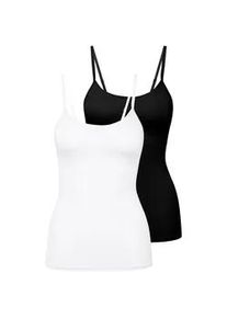 Unterhemd Calida "Unterhemd Natural Comfort Spaghetti-Top 2er Pack", Damen, Gr. 36-38, N-Gr, wei&szlig; (wei&szlig;, schwarz), Obermaterial: 92% Baumwolle CO. 8% Elasthan EL., Unterhemden Unterhemd