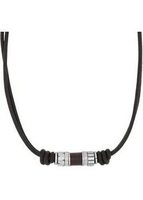 Kette mit Anh&auml;nger s.Oliver "2038870", silber (edelstahlfarben), Halsketten, Herren, Edelstahl Leder, L: 50, Edelstahl, Leder