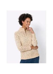 Strickpullover Classic Basics "Pullover", Damen, Gr. 54, gelb (camel, meliert), 100% Polyacryl, gemustert, mehrfarbig, meliert, Pullover Strickpullover