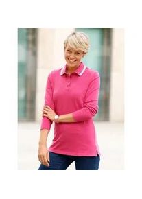 Poloshirt Classic Basics "Poloshirt", Damen, Gr. 44, pink (fuchsia), 95% Baumwolle, 5% Elasthan, gemustert, gestreift, Shirts