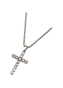 Kette mit Anh&auml;nger Firetti "Schmuck Geschenk Edelstahl Halsschmuck Halskette Kreuz", silber (silberfarben, kristallwei&szlig;), Halsketten, Damen, Edelstahl, L: 55 B: 2mm, Made in Germany - mit Zirkonia (synth.), B:2mm