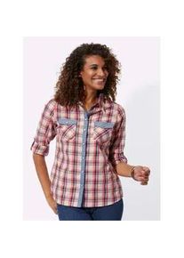 Karobluse Casual Looks, Damen, Gr. 48, rot (hummer, wei&szlig;, kariert), 50% Baumwolle, 50% Polyester, gemustert, kariert, mehrfarbig, Blusen Karobluse