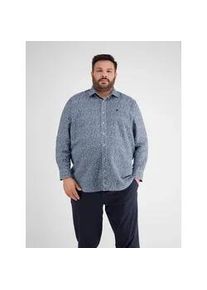Langarmhemd Lerros "Herrenhemd in &Uuml;bergr&ouml;&szlig;en, floral bedruckt", Herren, Gr. 3XL, extraweit, blau (crispy blau), 55% Leinen, 45% Baumwolle, Hemden