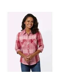 Karobluse Casual Looks, Damen, Gr. 50, wei&szlig; (rot, wei&szlig;, kariert), 50% Baumwolle, 50% Polyester, gemustert, kariert, mehrfarbig, Blusen Karobluse