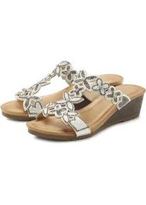 Pantolette Vivance "Mule, Sommerschuh, Sandale", Damen, Gr. 36, wei&szlig;, Obermaterial: 100% Synthetik. Decksohle: 100% Textilmaterial. Futter: 100% Lederimitat. Laufsohle: 100% Synthetik, Glitzer, mehrfarbig, Schuhe Pantolette, mit Keilabsatz und modischen Glitzerdetails