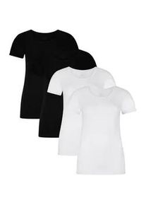 Unterhemd Bamboo basics "T-Shirt KATE 4er Pack", Damen, Gr. M, N-Gr, schwarz (schwarz, wei&szlig;), Obermaterial: 68% Viskose CV. 28% Baumwolle CO. 4% Elasthan EL., Unterhemden Unterhemd