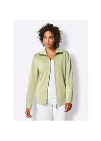 Strickjacke CREATION L PREMIUM, Damen, Gr. 38, gr&uuml;n (pistazie), 97% Baumwolle, 2% Polyamid, 1% Polyester, unifarben, Strickjacken Strickjacke