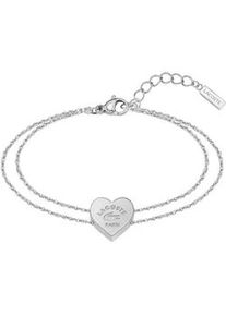 Armkette Lacoste "LOVE MY CROC", silber (edelstahlfarben), Armb&auml;nder, Damen, 19cm, Edelstahl, Armkette