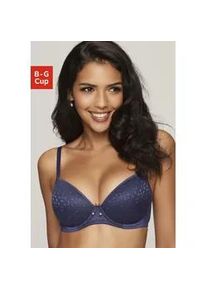 Schalen-BH Lascana, Damen, Gr. 90, Cup D, blau (marine), Spitze, Obermaterial: 86% Polyamid, 14% Elasthan, BHs Schalen-BH, mit Spitze &uuml;ber nahtlosen Cups, auf Formb&uuml;gel, Dessous