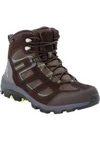 Wanderschuh Jack Wolfskin "VOJO 3 TEXAPORE MID M", Herren, Gr. 42,5, schwarz braun, lime, Synthetik, Textil, Schuhe Wanderschuh, Wasserdicht, Trekkingschuh