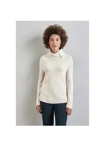Rollkragenpullover Street One, Damen, Gr. 40, wei&szlig; (cream wei&szlig; melange), Stoff, 52% Viskose, 28% Polyester, 20% Nylon, unifarben, normal normal, hoch geschlossener Ausschnitt, B&uuml;ndchen, Pullover Rollkragenpullover, mit Knopf Details