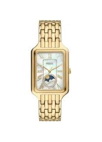 Quarzuhr Fossil "RAQUEL MOONPHASE", gold (goldfarben), Armbanduhren, Damen, Quarzuhr, Armbanduhr, Damenuhr, Edelstahlarmband, analog, Mondphase, Glassteine