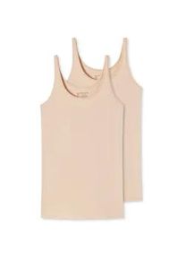 Unterhemd Schiesser "T-Shirt 2er Pack", Damen, Gr. S, N-Gr, beige (beige (sand)), Obermaterial: 95% Baumwolle CO. 5% Elasthan EL., Unterhemden Unterhemd